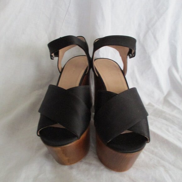 CELINE PARIS ITALY Strappy WEDGE PLATFORM PUMP Shoe 36 Sheer Italy BLACK - Picture 3 of 8